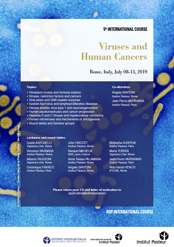 Affiche du cours Virus and human cancers Cours internationaux de l'Institut Pasteur