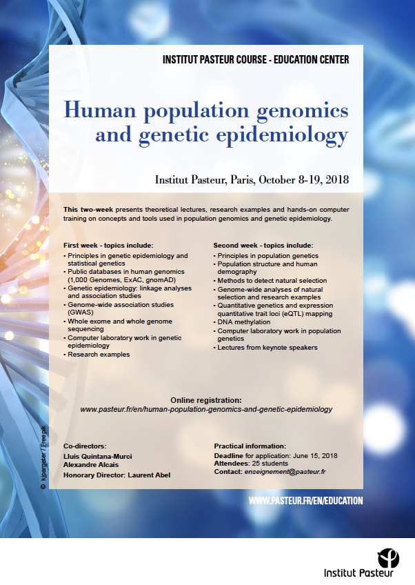 Flyer du cours : Epidémiologie génétique et génomique des populations humaines 2018