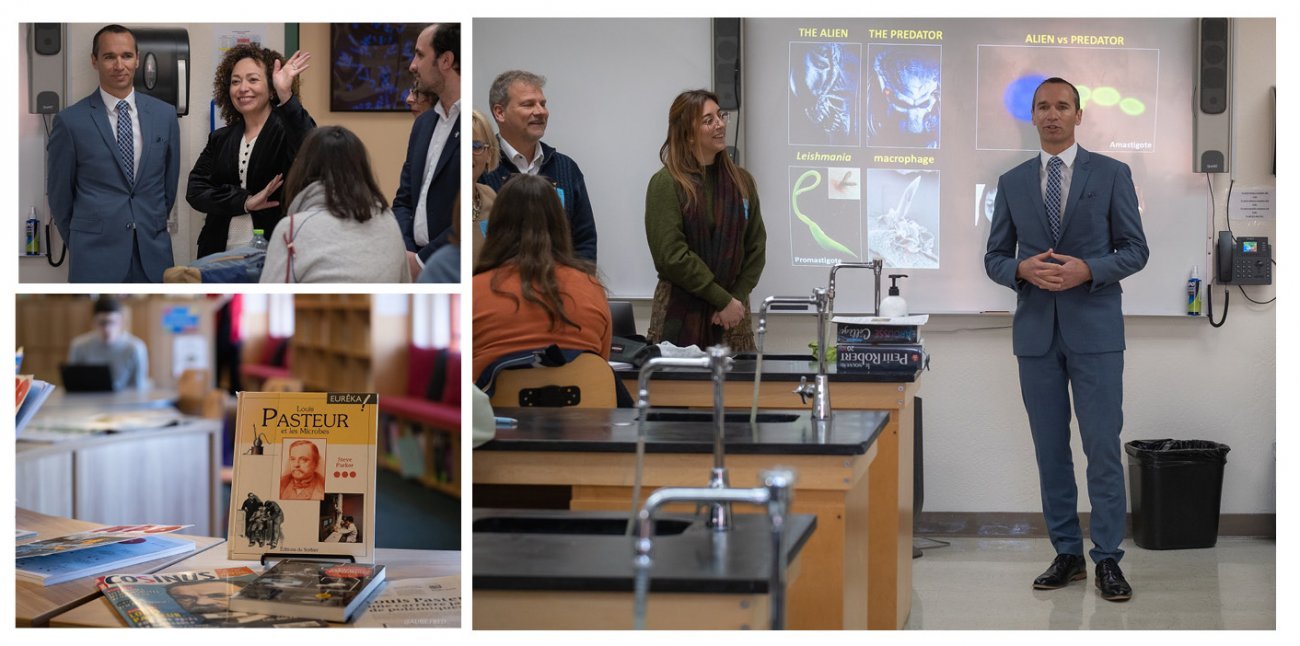 SF deplacement Institut Pasteur outreach and expo at Lycee de SF Headmaster E Texier SF deplacement Institut Pasteur outreach and expo at Lycee de SF Headmaster E Texier