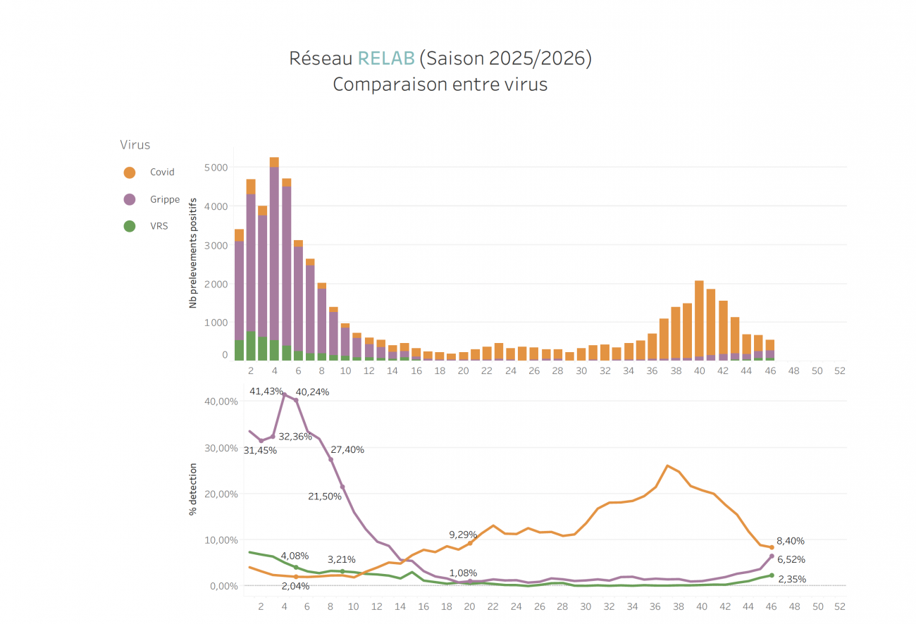 Circulation des virus respiratoires, données de ville semaine 46_25