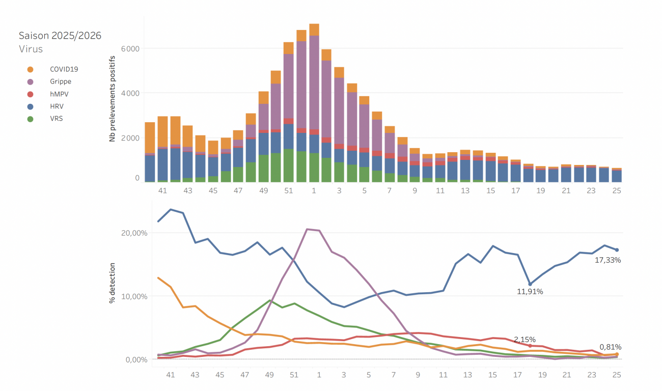Circulation des virus respiratoires données hospitalières S25_26