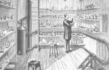 Gravure historique, Louis Pasteur dans son laboratoire