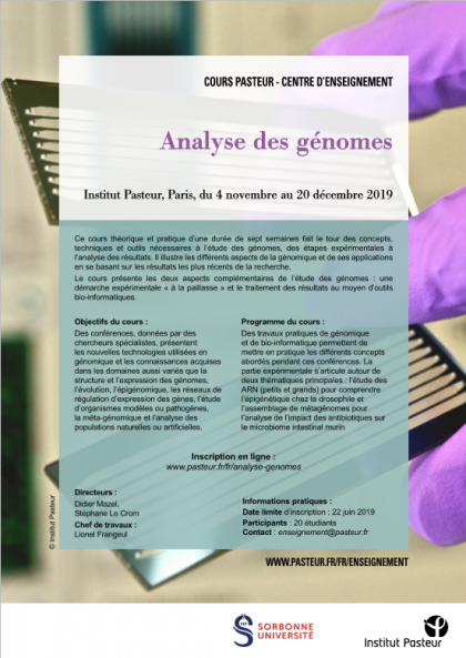 Flyer - ANALYSE DES GENOMES 2019-2020 Flyer - ANALYSE DES GENOMES 2019-2020
